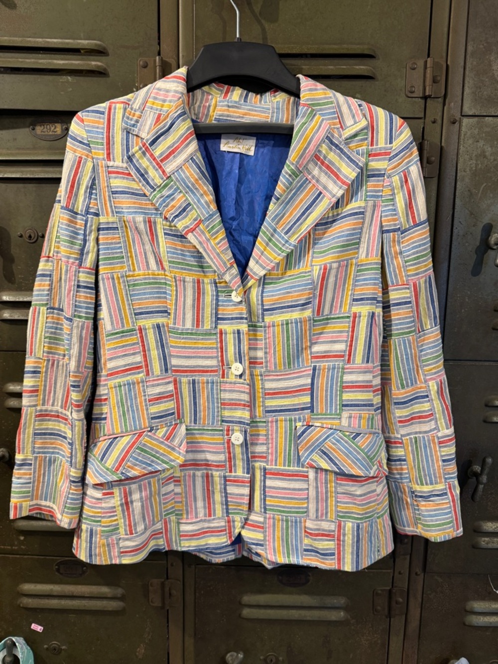 Vintage Multicolor Striped Patchwork Blazer Jacket